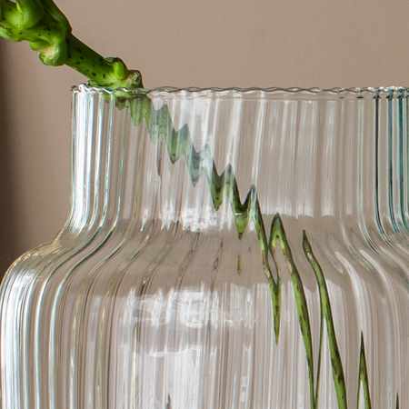 Szklany wazon ryflowany słój W-395C H:30cm D:21,5cm
