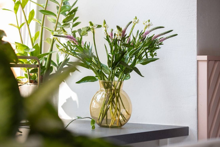 Szklany wazon kula W-487 szampan H:18cm D:17cm