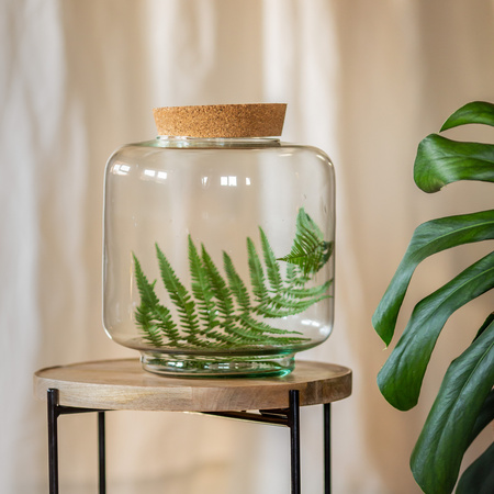 Szklany wazon W-719C+korek H:24 cm D:24 cm