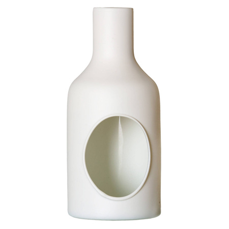 Kremowy świecznik szklany W-485 mat H:20 cm D:9 cm