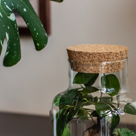 Szklany wazon słój W-395K2+korek H:20cm D:14,5cm