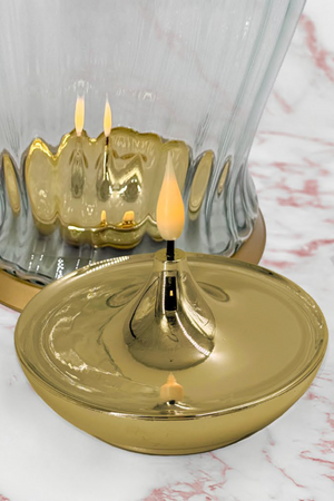 Znicz lampion LED Kobe złoty H:31cm