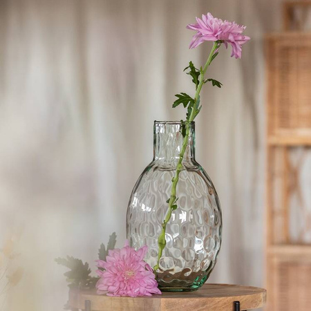 Szklany wazon W-615C pawie oczko H:28cm D:16cm