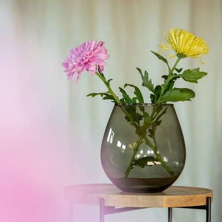 Szklany wazon dymiony W-749A H:19cm D:19cm