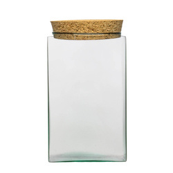 Szklany wazon z korkiem KW-3A H:18,5 cm cm D:11,5 cm