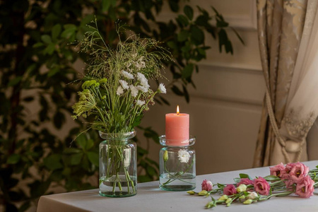 Szklany świecznik W-703 H:14cm D:10cm SALE