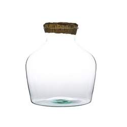 Szklany wazon W-492B+korek kora lita H:30cm D:29cm