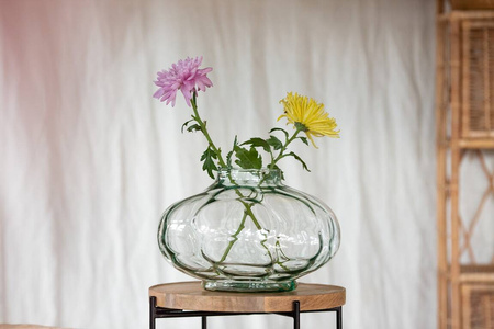 Szklany kulisty wazon UFO pawie oczko H:20cm D:30cm