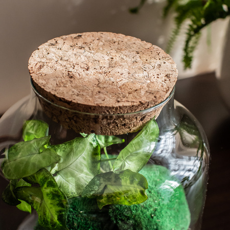 Szklany wazon słój H:21cm D:19cm W-395G+korek gruboziarnisty
