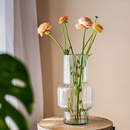 Szklany wazon W-734A optyk H:30cm D:16,5cm OUTLET