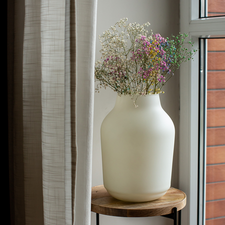 Dekoracyjny wazon szklany kremowy W-474 H:32,5cm D:23cm