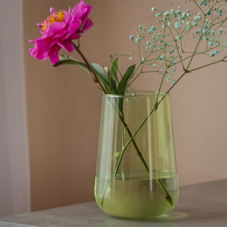 Szklany wazon dekoracyjny WL-111A zielony H:19cm D:13cm