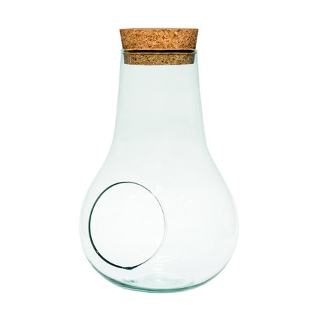 Szklane terrarium W-488+boczny otwór+korek H:29cm D:19,5cm