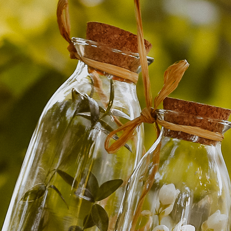 Szklany wazon butelka z korkiem W-245 H:18cm D:9,5cm