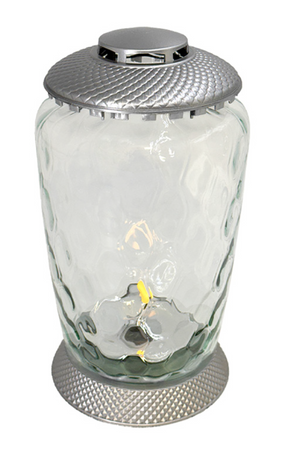 Znicz lampion LED Osaka srebrny H:34cm