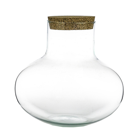 Szklany wazon kula W-690+korek H:26cm D:28cm