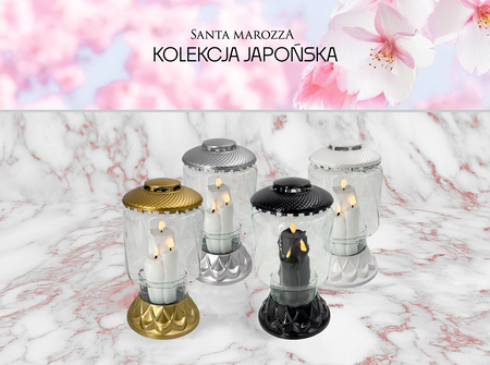 Znicz lampion LED Mito czarny H:34cm