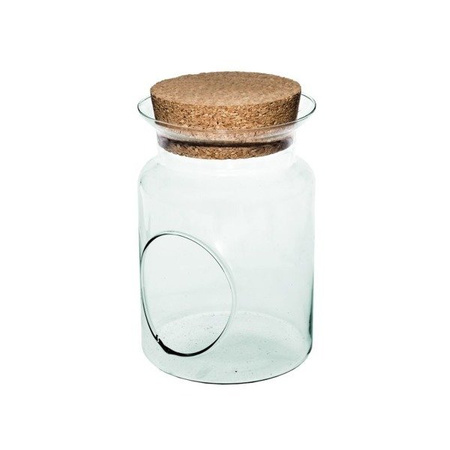 Szklany wazon Słój W-332N+boczny otwór+korek H:20cm D:14cm