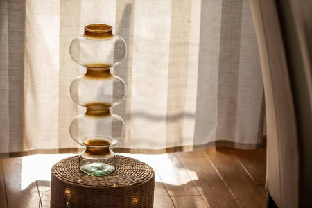 Szklany wazon W-620 H:50cm D:19,5cm, złoty