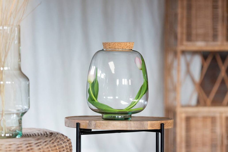 Szklany wazon W-557/I+korek H:21,5 cm D:19 cm
