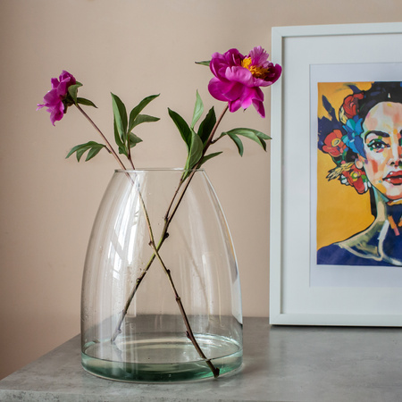 Szklany wazon W-440D H:28cm D:23cm