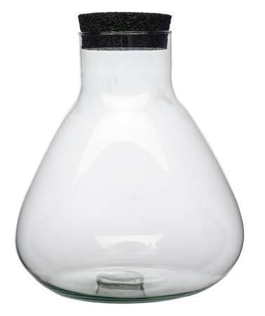 Szklany wazon W-378+korek z gumy H:24cm D:23cm