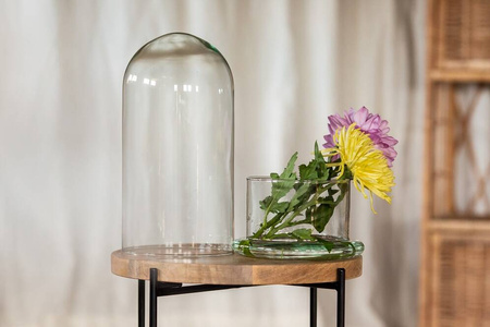 Kopuła szklana z bazą las w szkle W-315D4 + W-308H H:32cm D:17,8cm