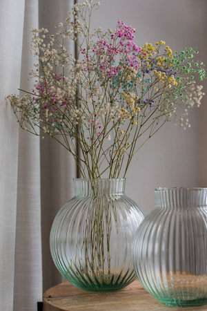 Ryflowany wazon szklany kula W-487 H:20cm D:19cm