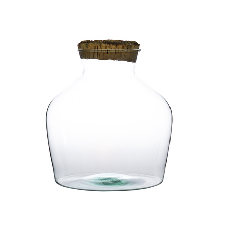 Szklany wazon W-492B+korek kora lita H:30cm D:29cm