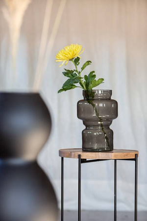 Szklany wazon dymiony W-718A H:25cm D:17cm