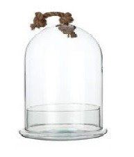 Kopuła szklana z bazą las w szkle W-315A+podstawa W-308F+sznur H:28cm D:23cm