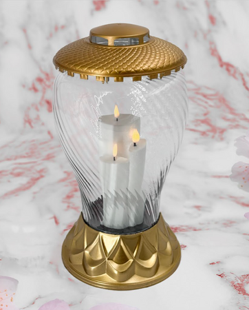 Znicz lampion LED Sapporo złoty H:34cm