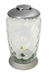 Znicz lampion LED Osaka srebrny H:34cm