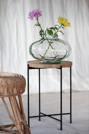 Szklany kulisty wazon UFO pawie oczko H:20cm D:30cm