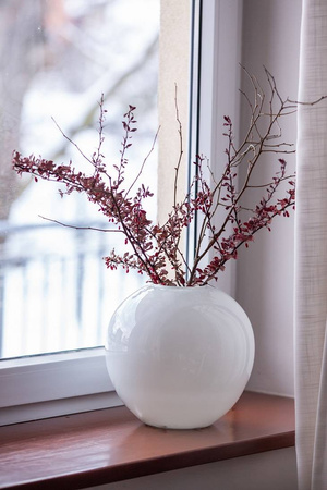 Szklana Kula W-601 wazon Biały połysk H:28cm D:26