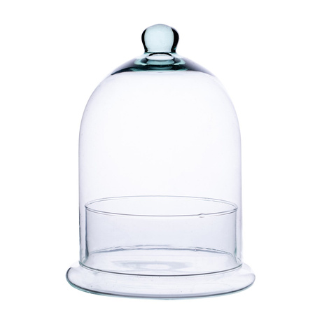 Kopuła szklana z bazą las w szkle W-308A+podstawa W-308 H:25cm D:19cm