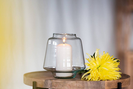 Szklany świecznik W-757 H:13cm D:13cm SALE