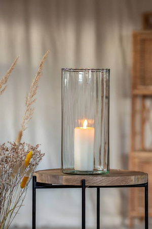 Szklany wazon tuba optyk H:30cm D:14cm SALE