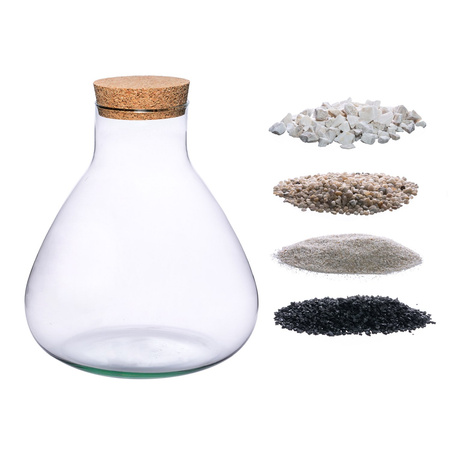 Szklane Terrarium W-378+korek+ podłoże H24cm D23cm