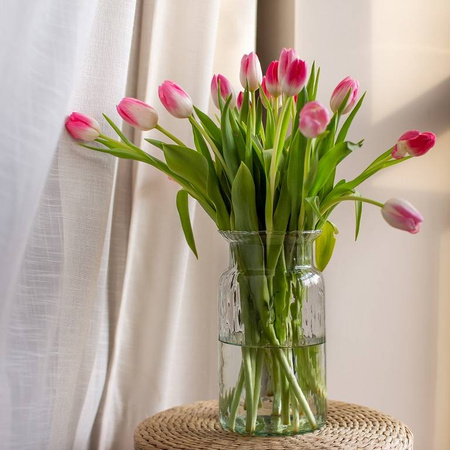 Szklany wazon W-332N1 młotkowany H:25cm D:14 cm