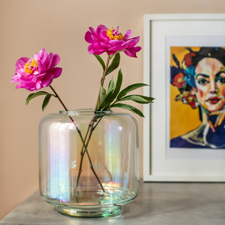 Szklany wazon słój W-719C tęcza H:24cm H:24cm