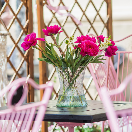 Szklany wazon klepsydra W-466B młotkowany H:20cm D:16cm