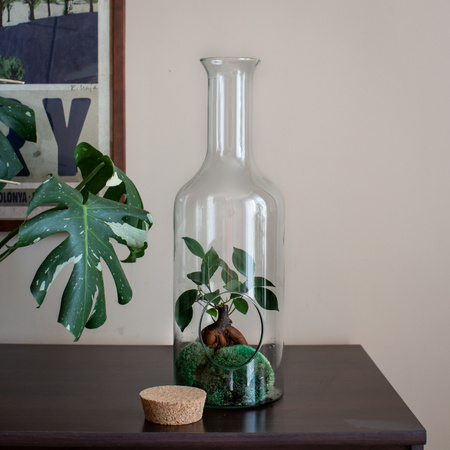 Wazon butelka z korkiem W-504A boczny otwór+korek H:47cm D:15cm