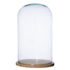 Kopuła szklana z podstawką drewnianą, klosz W-231G3+deska H:38cm D:22cm