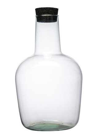 Szklany wazon butelka W-597+korek guma H:32cm D:18cm 