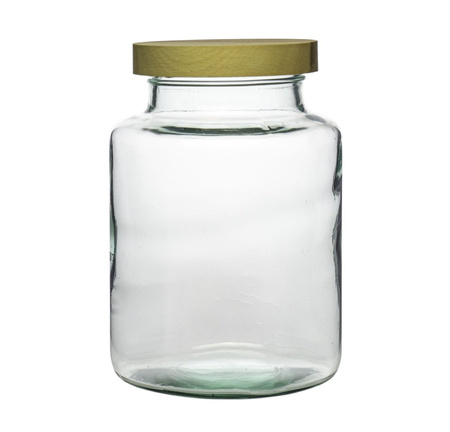 Szklany słój WM-G001 H:20cm D:14,5cm+ nakrętka z drewna