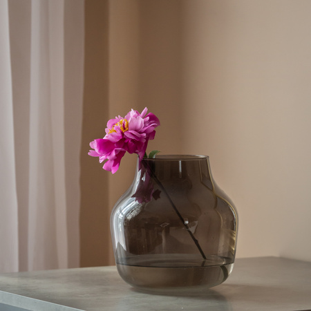 Szklany wazon W-456A coffee H:19cm D:19cm