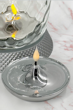 Znicz lampion LED Osaka srebrny H:34cm