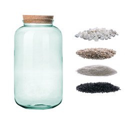 Szklany wazon słój W-524A+korek H:41cm D:23cm+zestaw podłoża