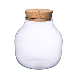 Szklany wazon W-456A+ korek H:21cm D:19cm